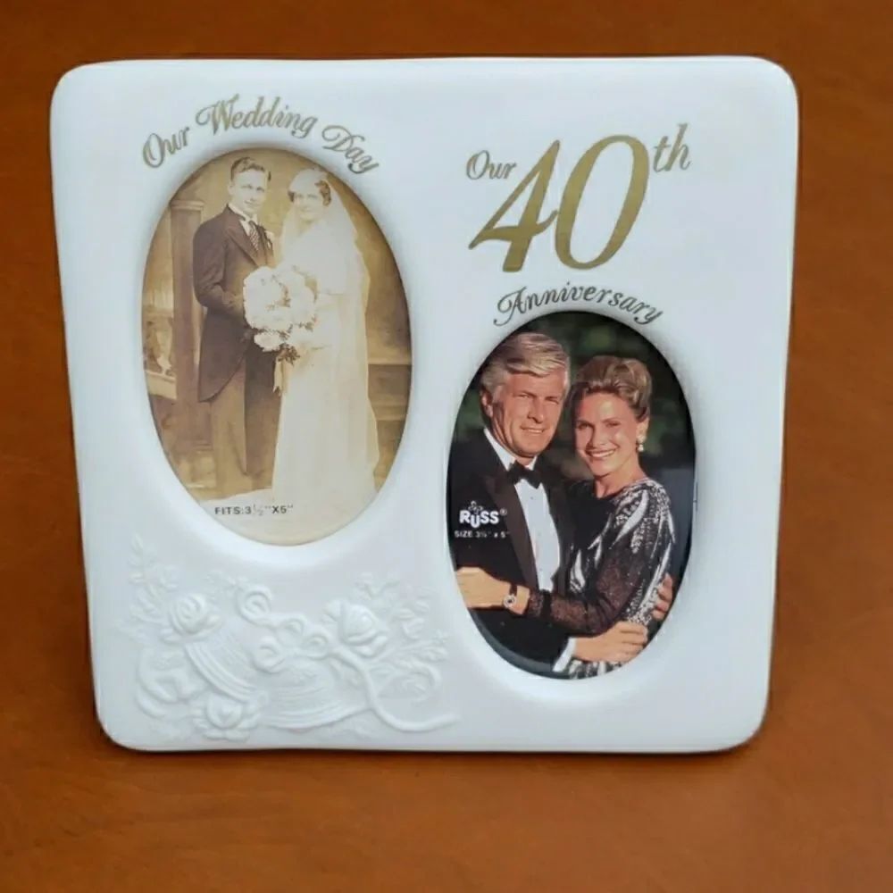 New in Box 40th Anniversary Ceramic Picture Frame